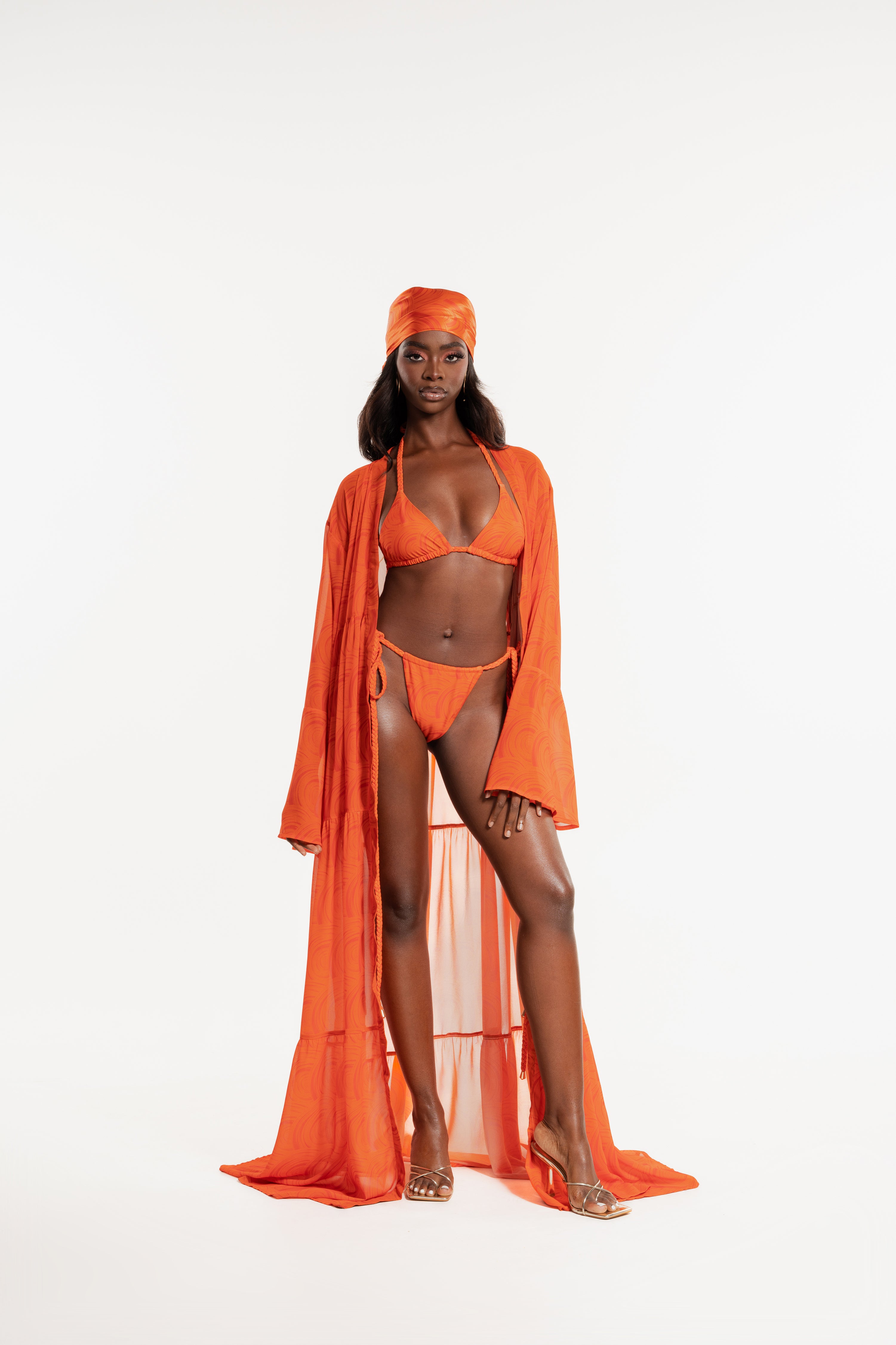 IZA ORANGE LONG SLEEVE CHIFFON KIMONO