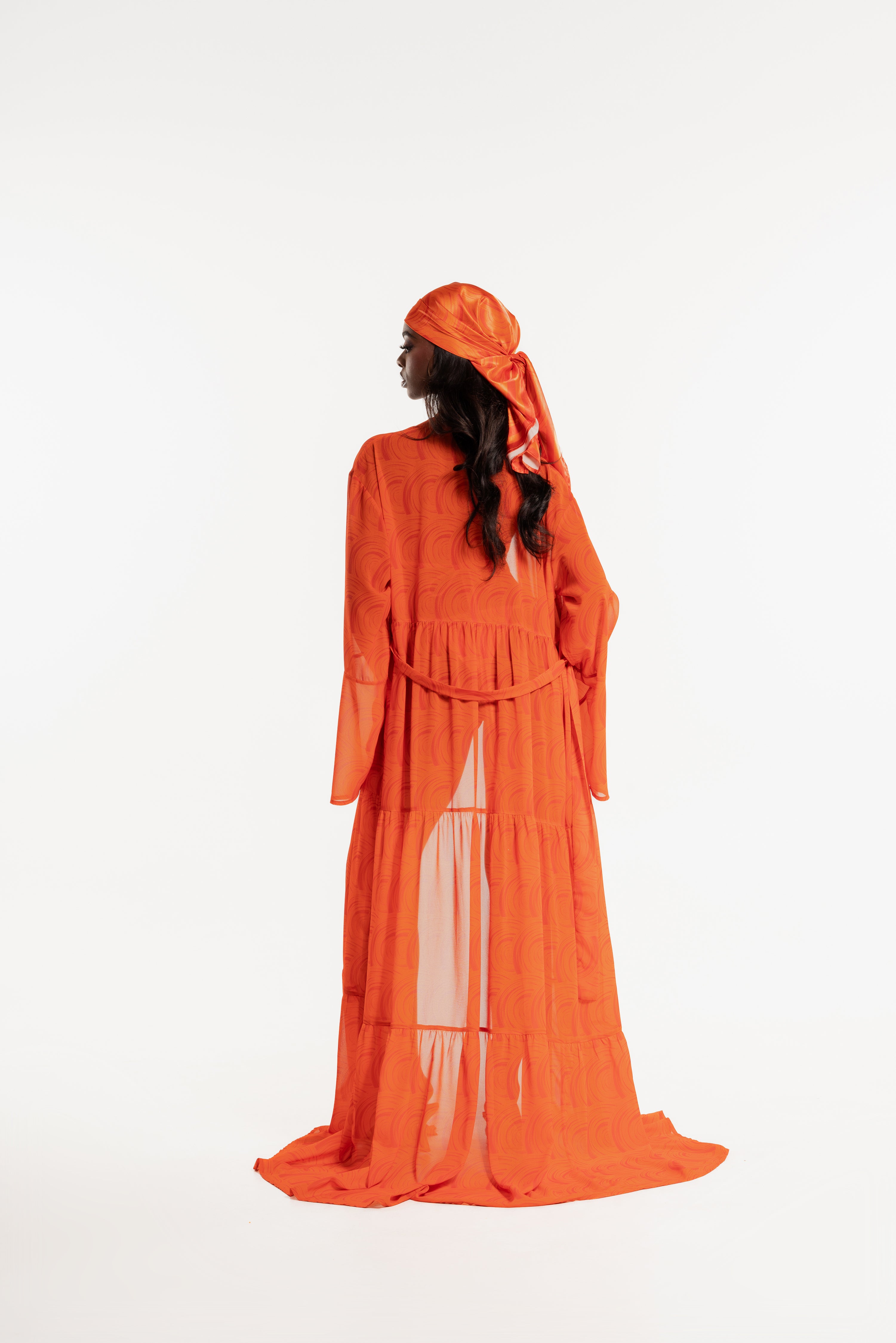 IZA ORANGE LONG SLEEVE CHIFFON KIMONO