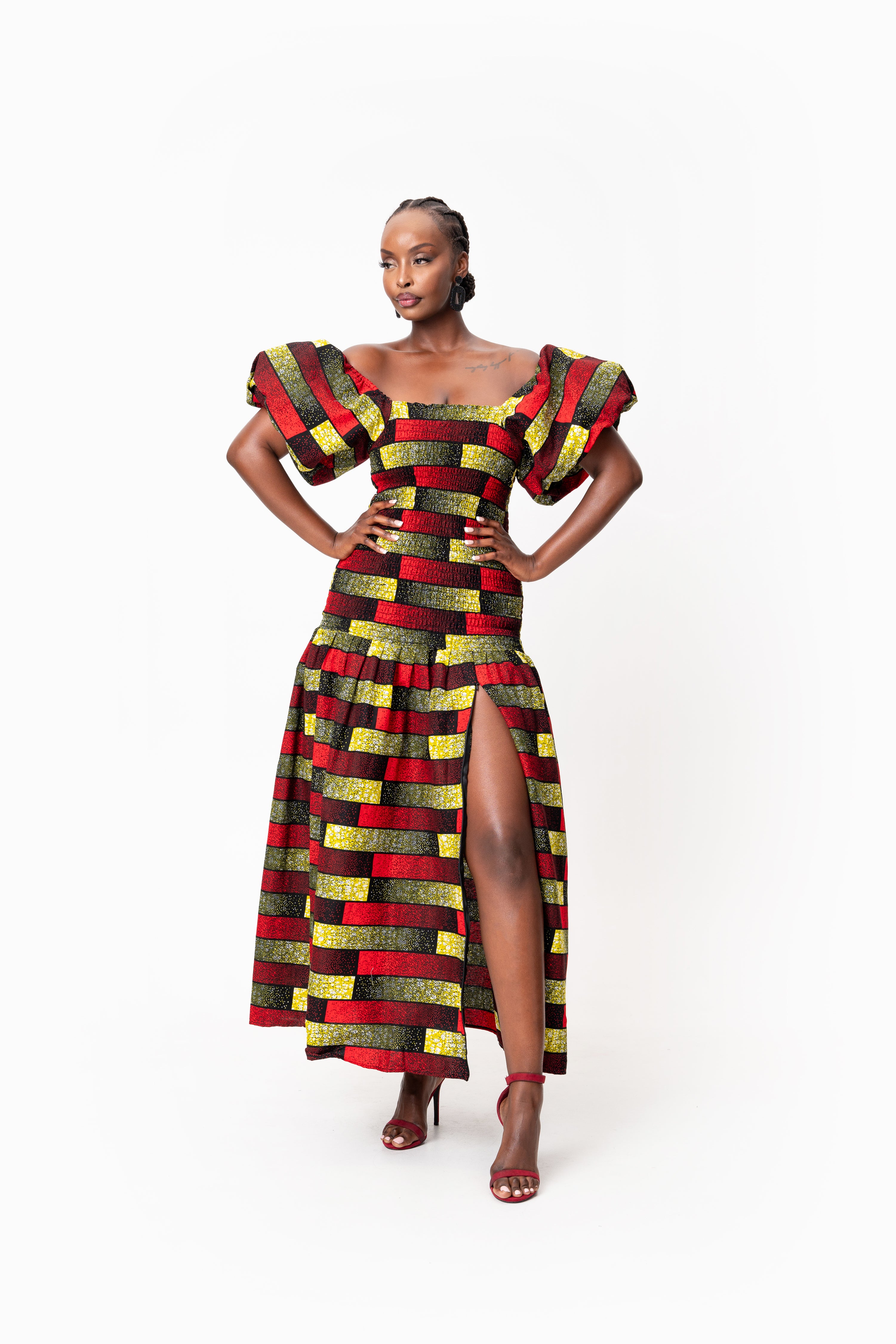 NAYA African print smocked body maxi dress