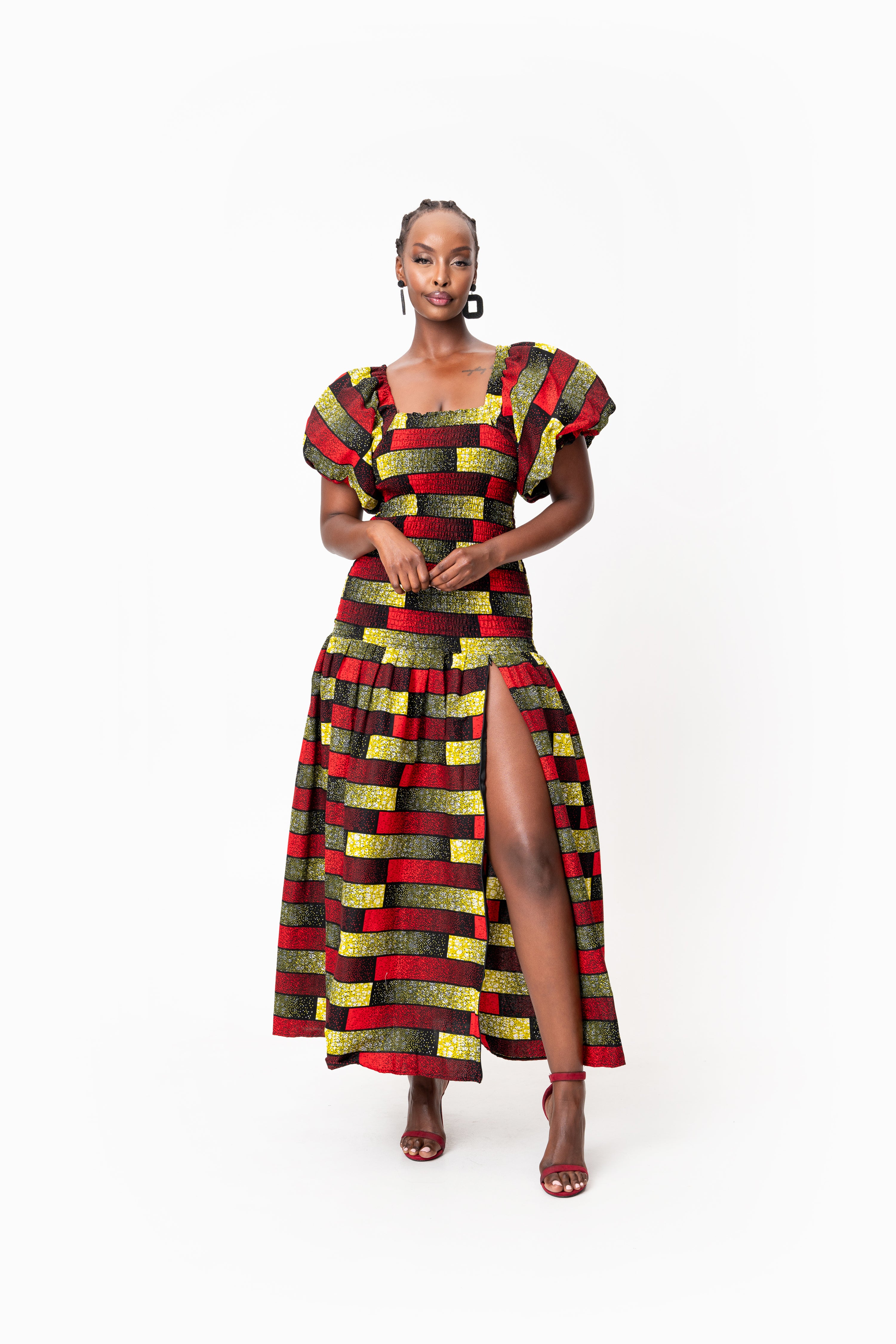 NAYA African print smocked body maxi dress