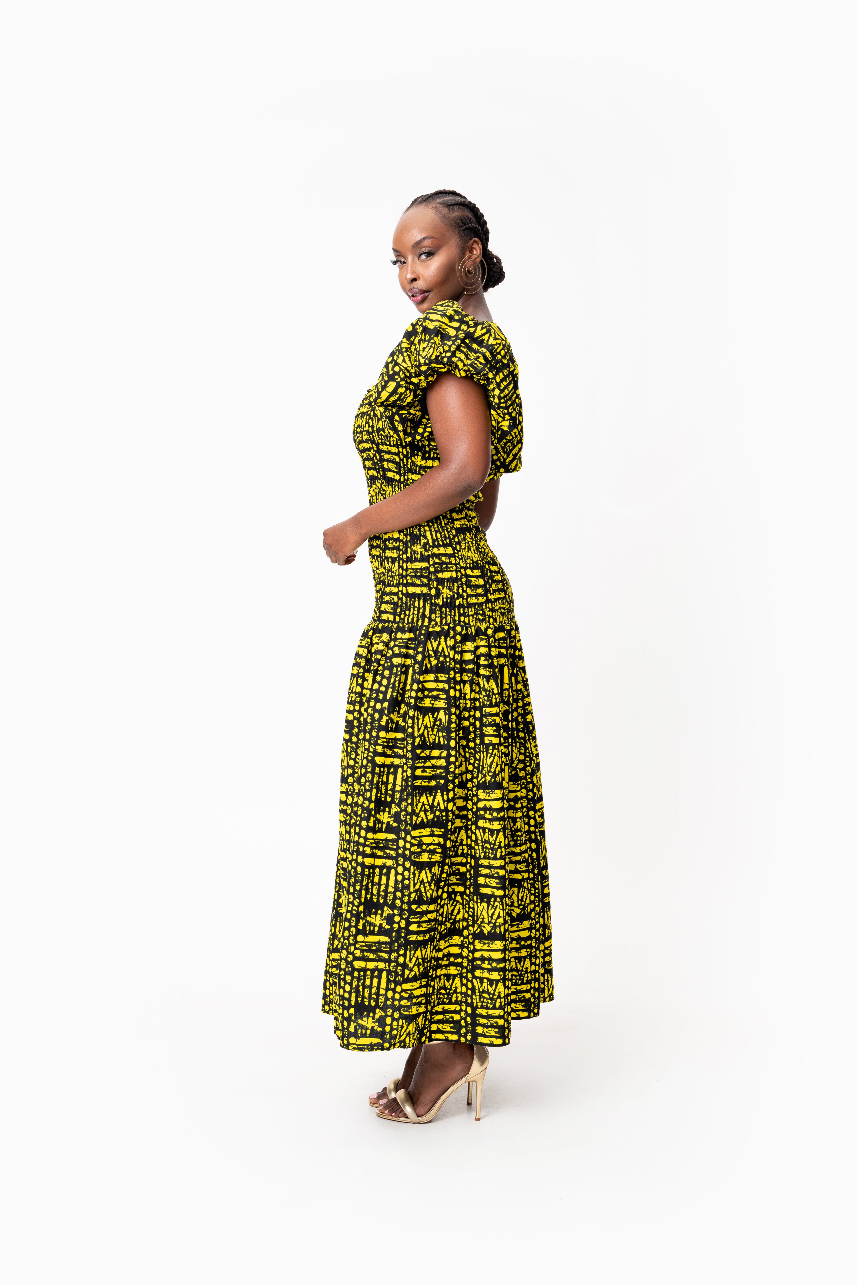 CHIMA African print smocked body maxi dress