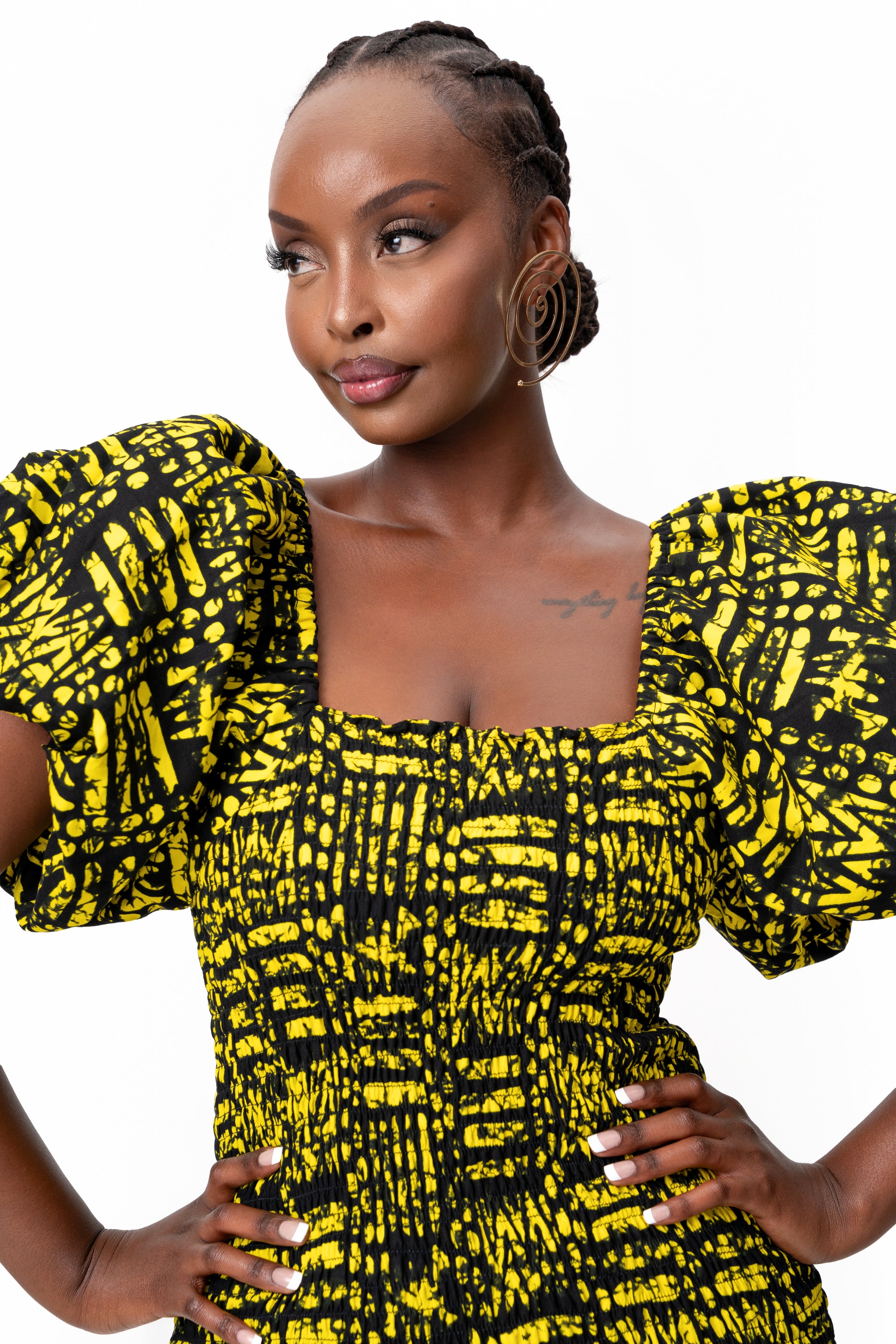 CHIMA African print smocked body maxi dress