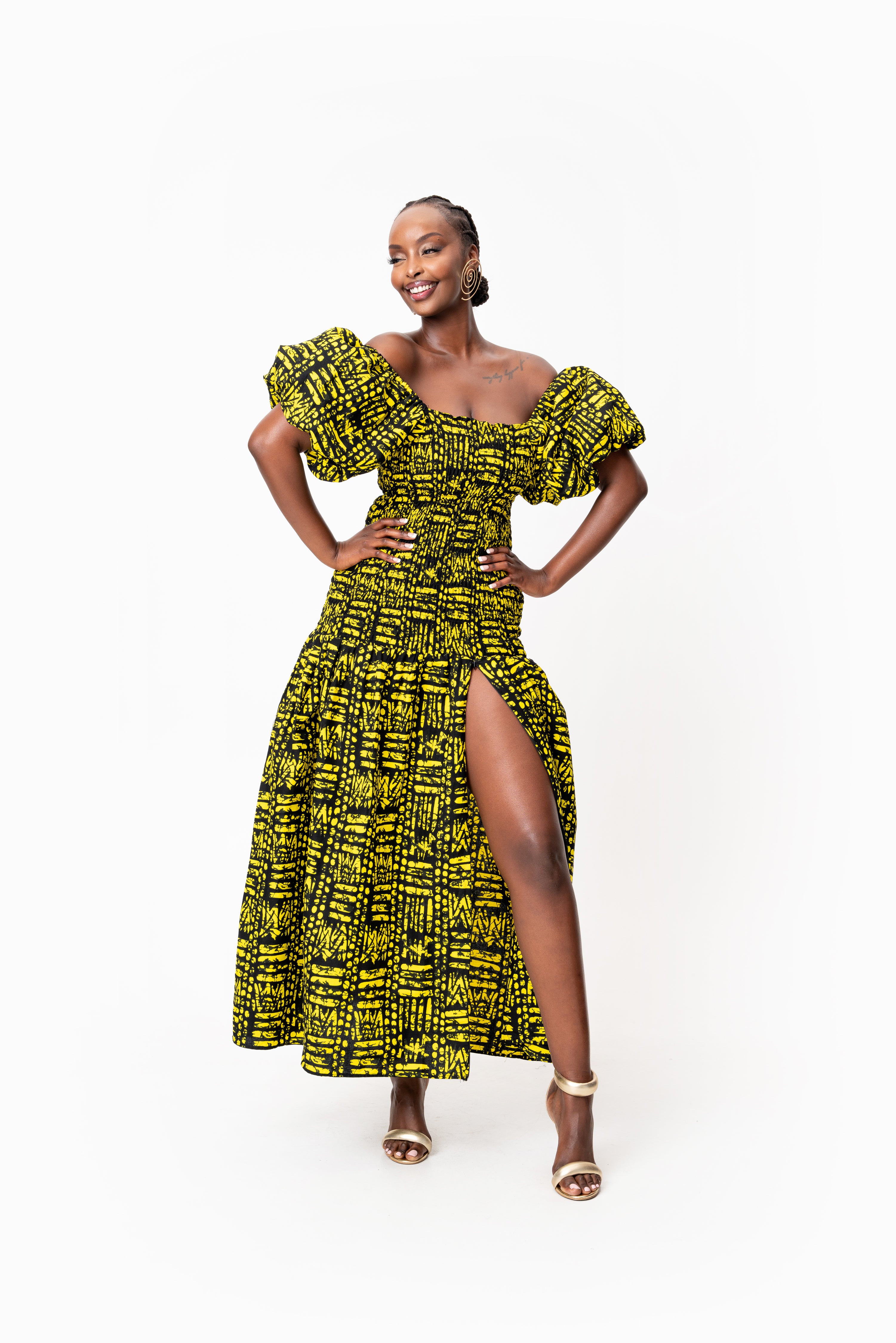 CHIMA African print smocked body maxi dress