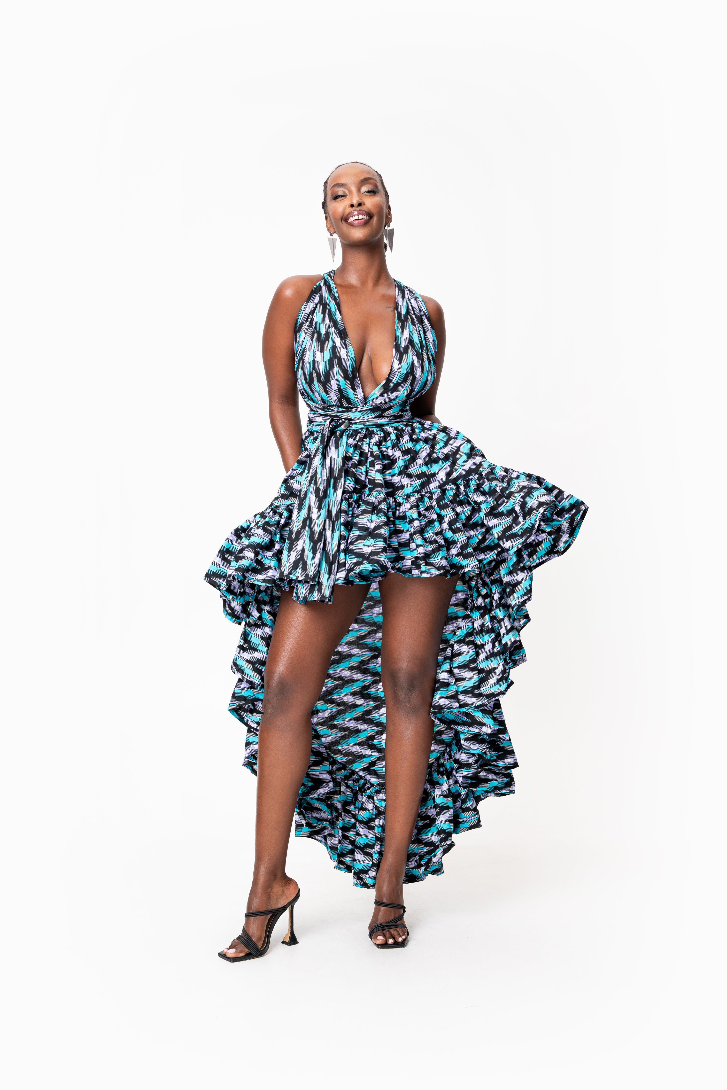 LINA African Print Hi-low Infinity Dress