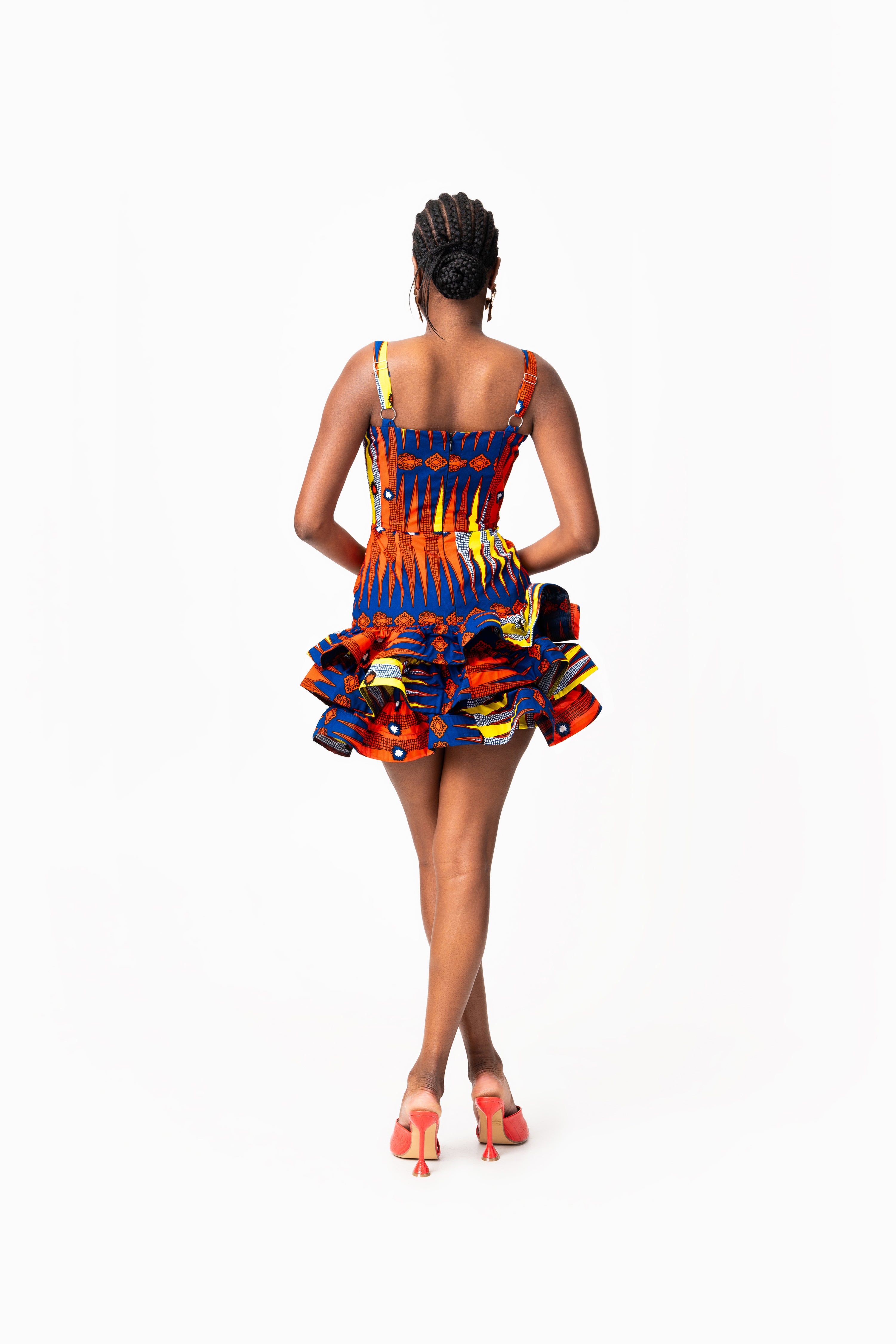 RONKE African Print Corset Layered Mini Dress