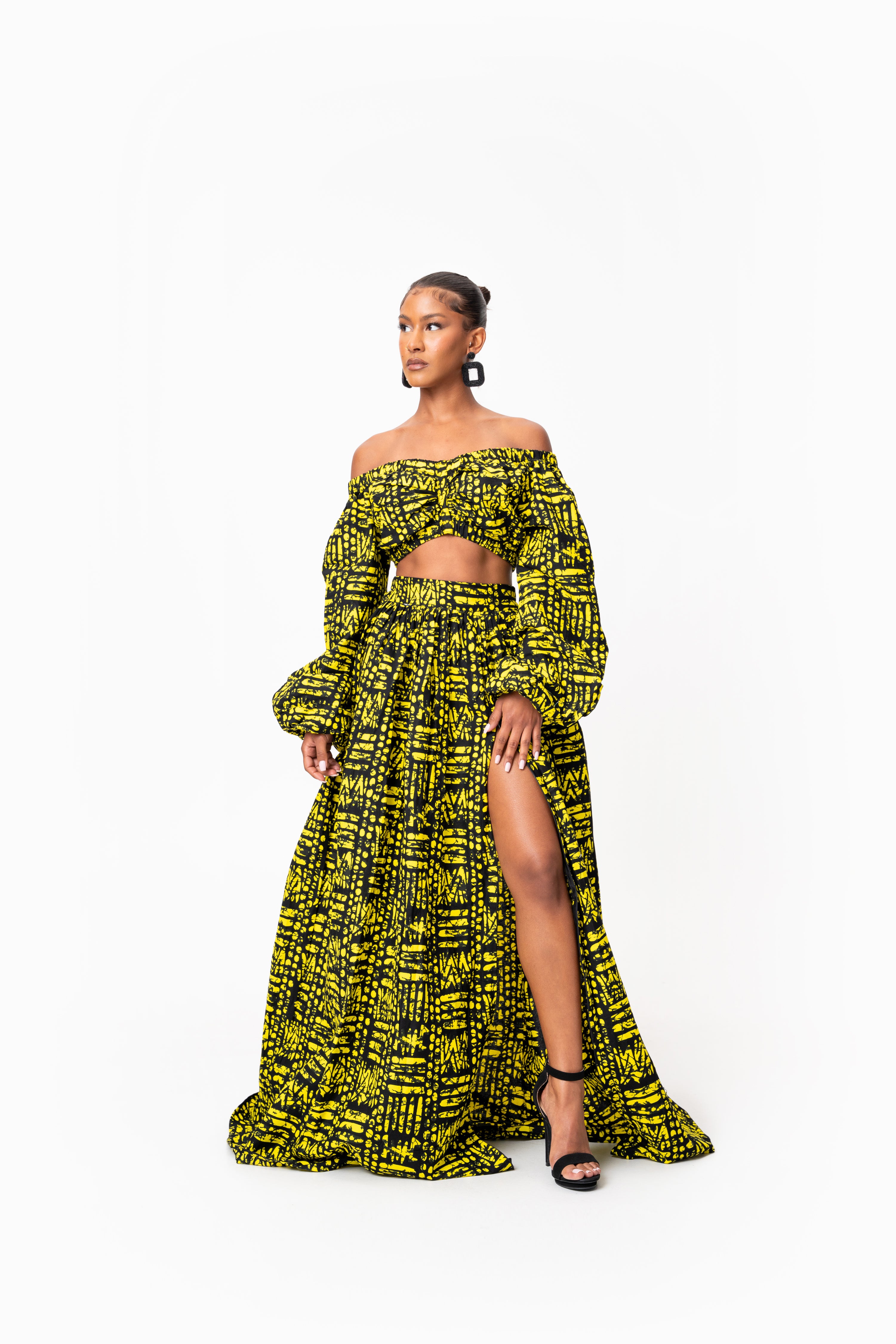 CHIMA African Print Long Sleeve Crop Top