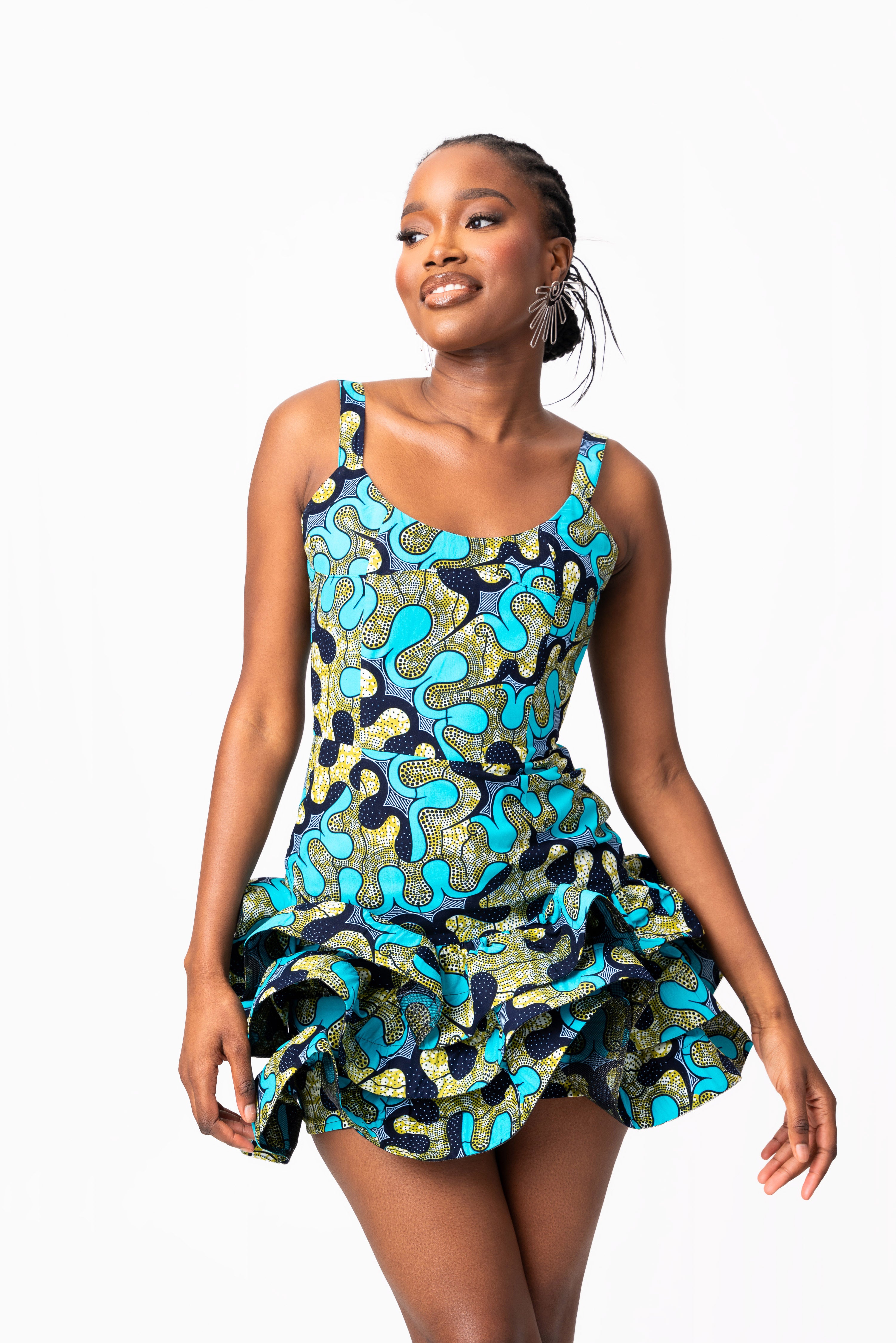 BADE African Print Corset Layered Mini Dress