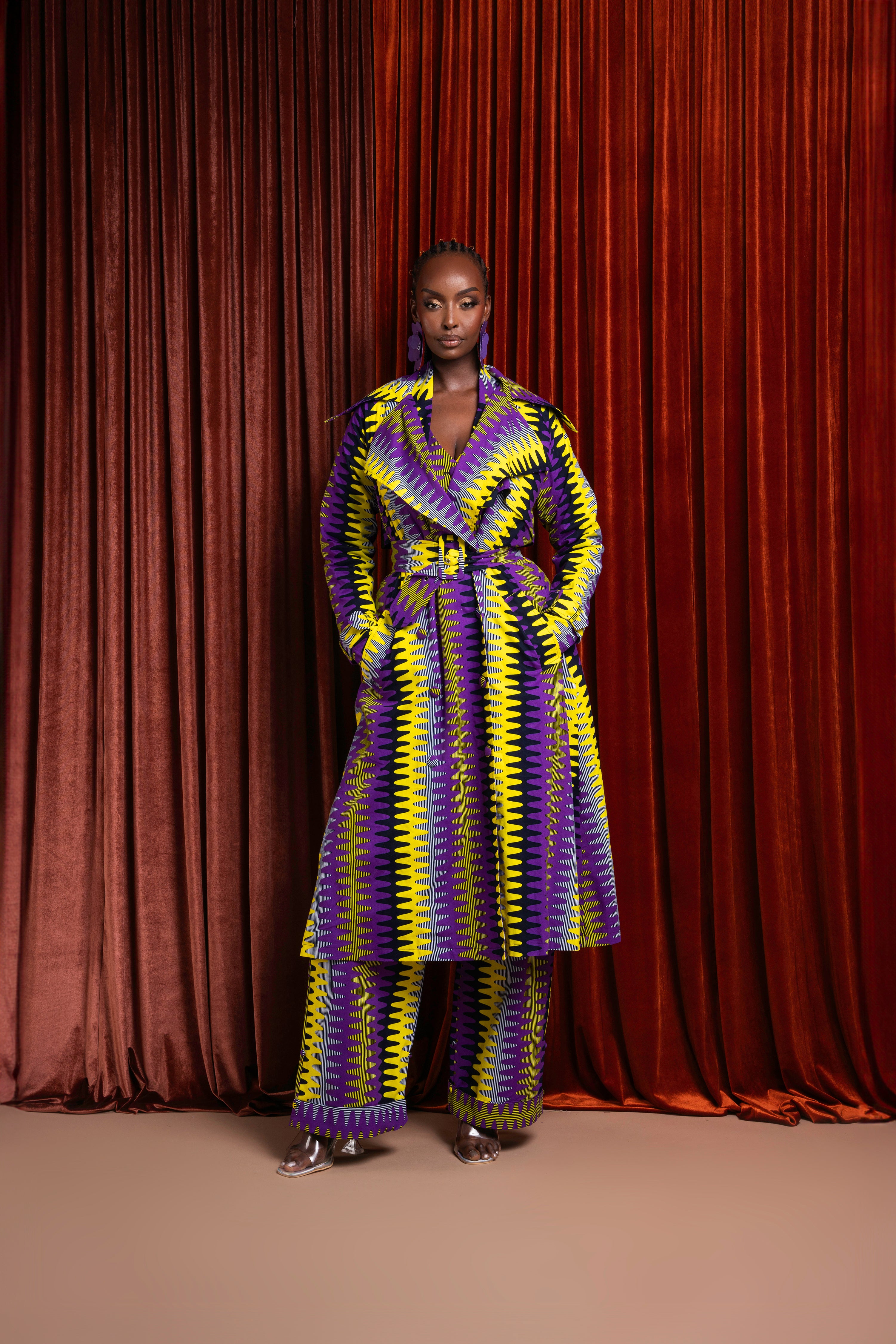 FEMI African Print Trench Jacket