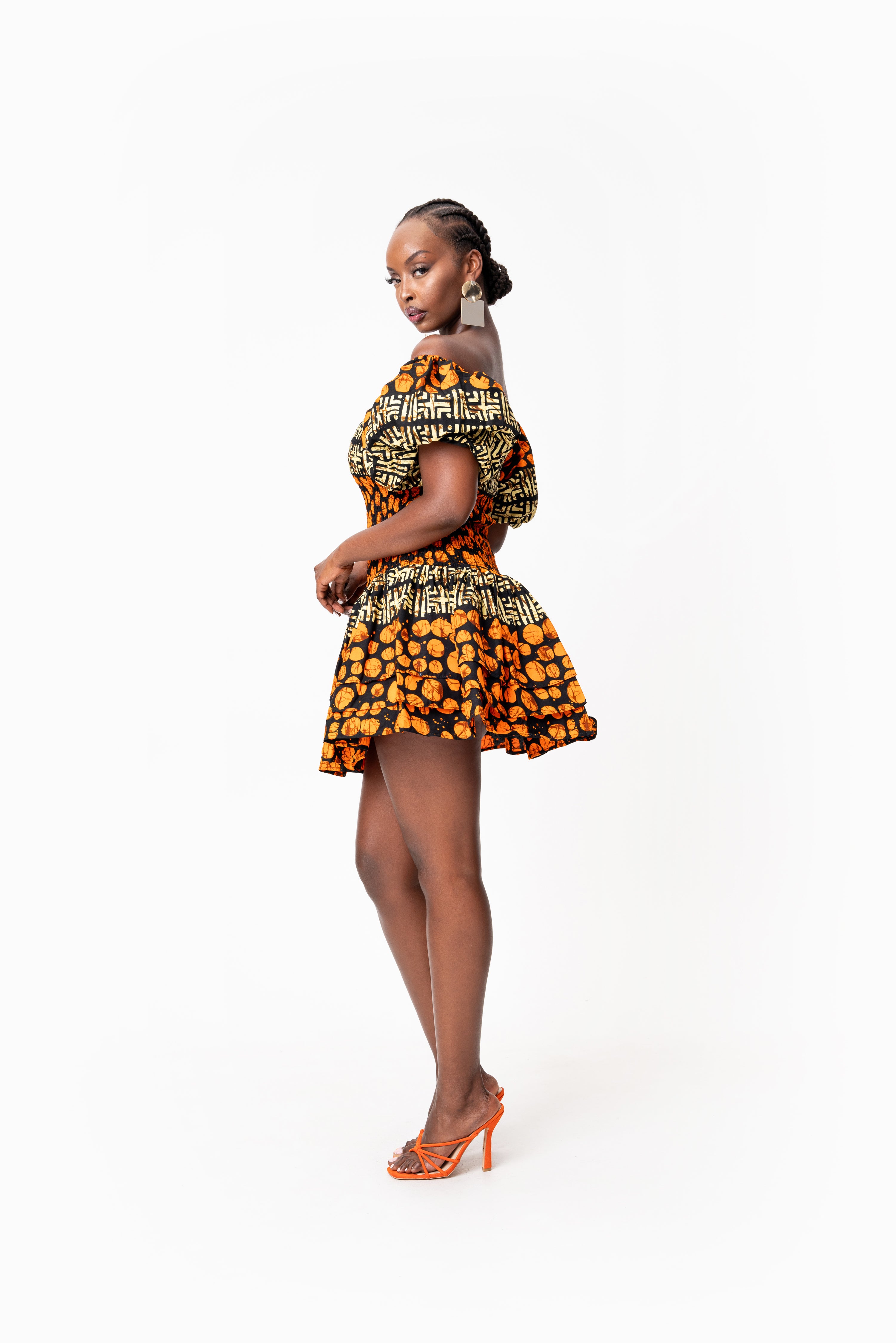 HANI African print smocked body mini dress