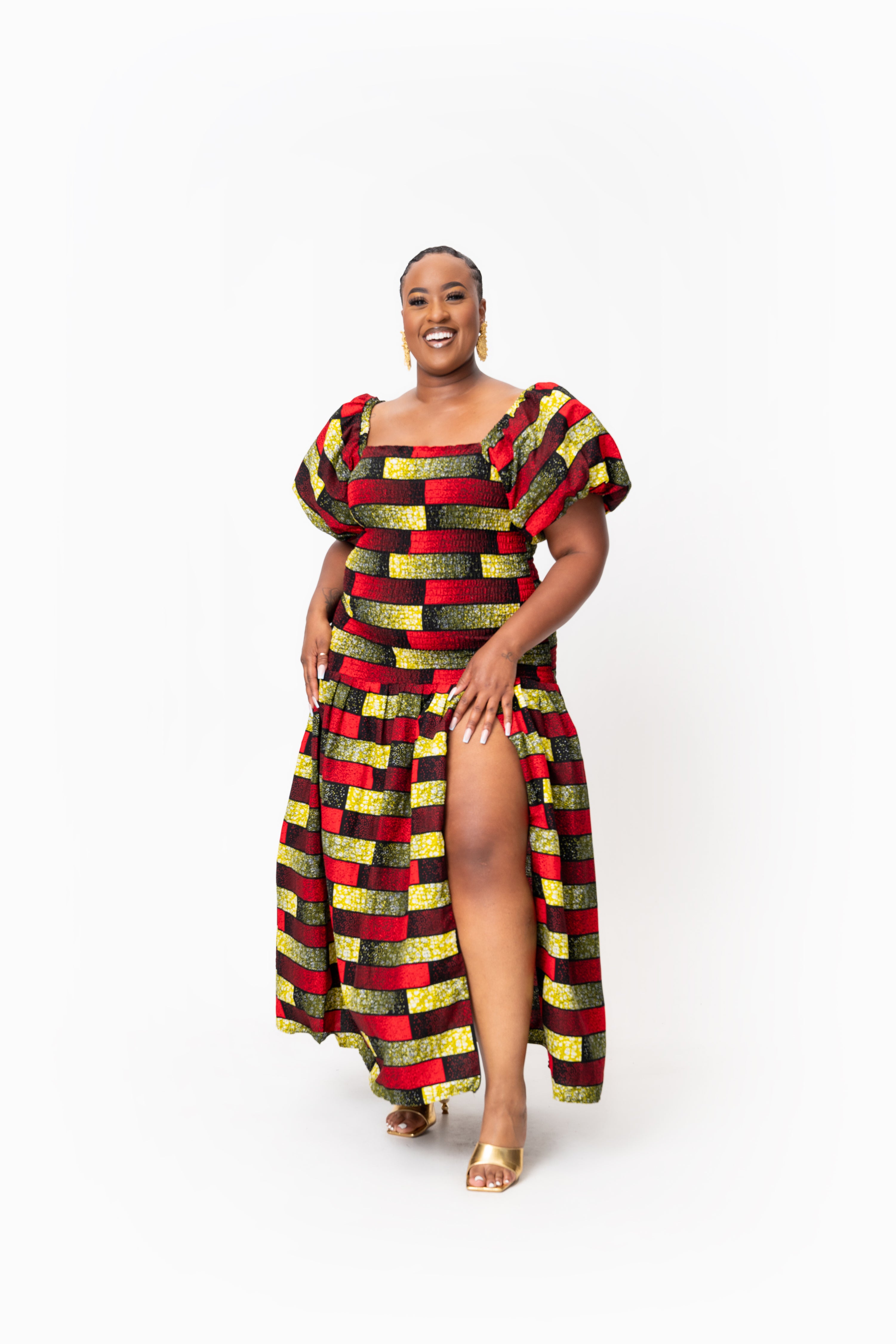 NAYA African print smocked body maxi dress