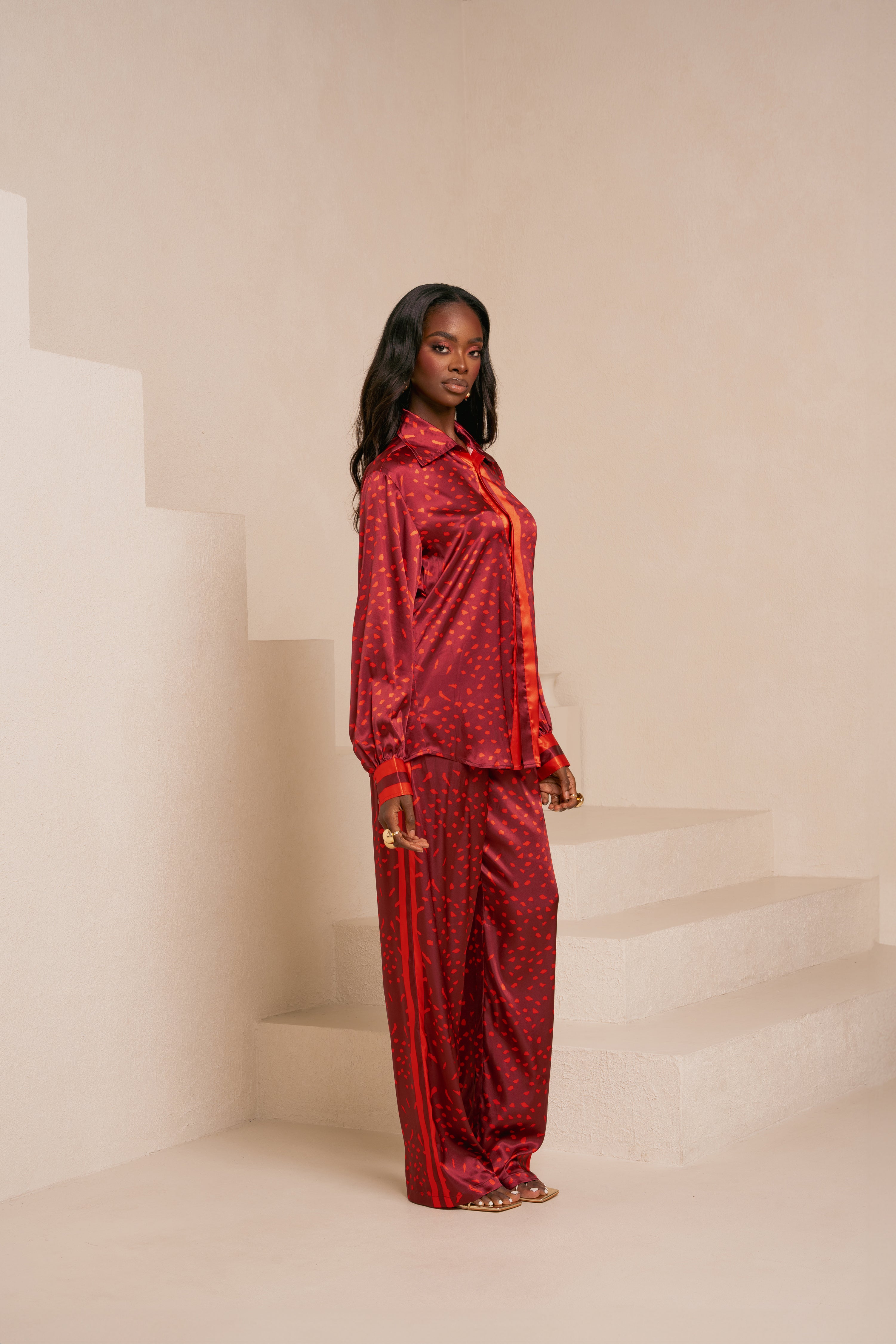 AMINAH RED PANT SET