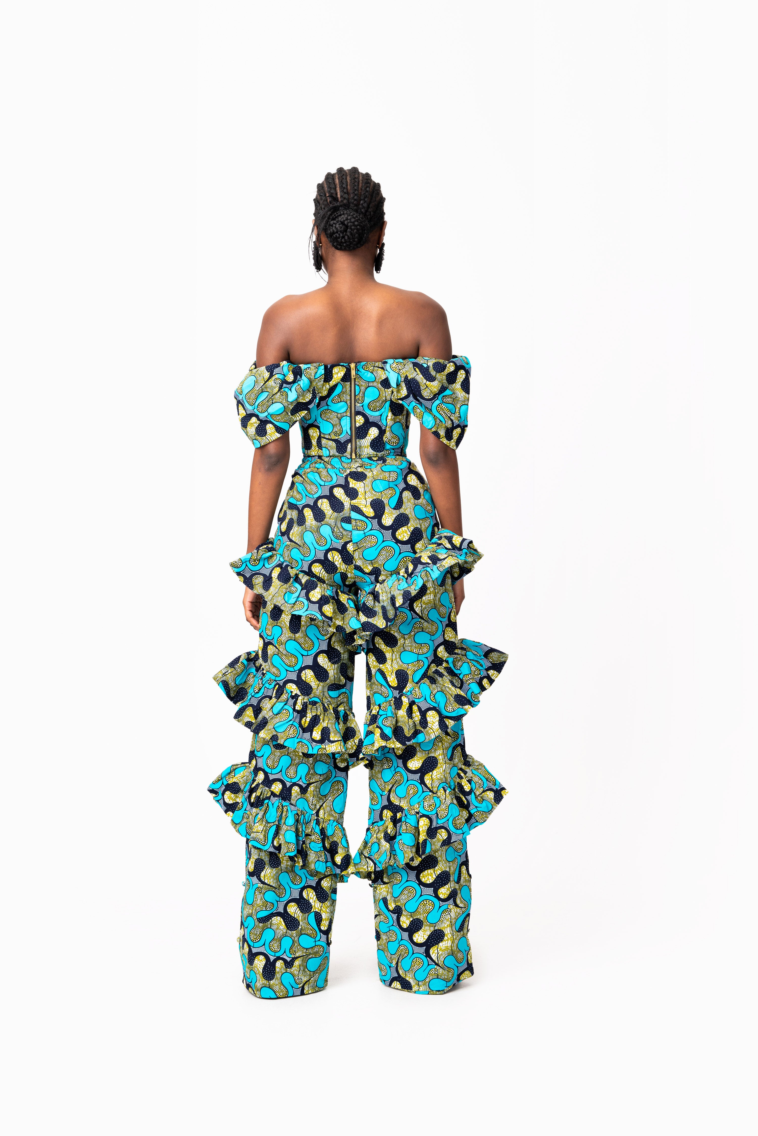 BADE African Print Ruffle high waist trousers (3 LENGTH)