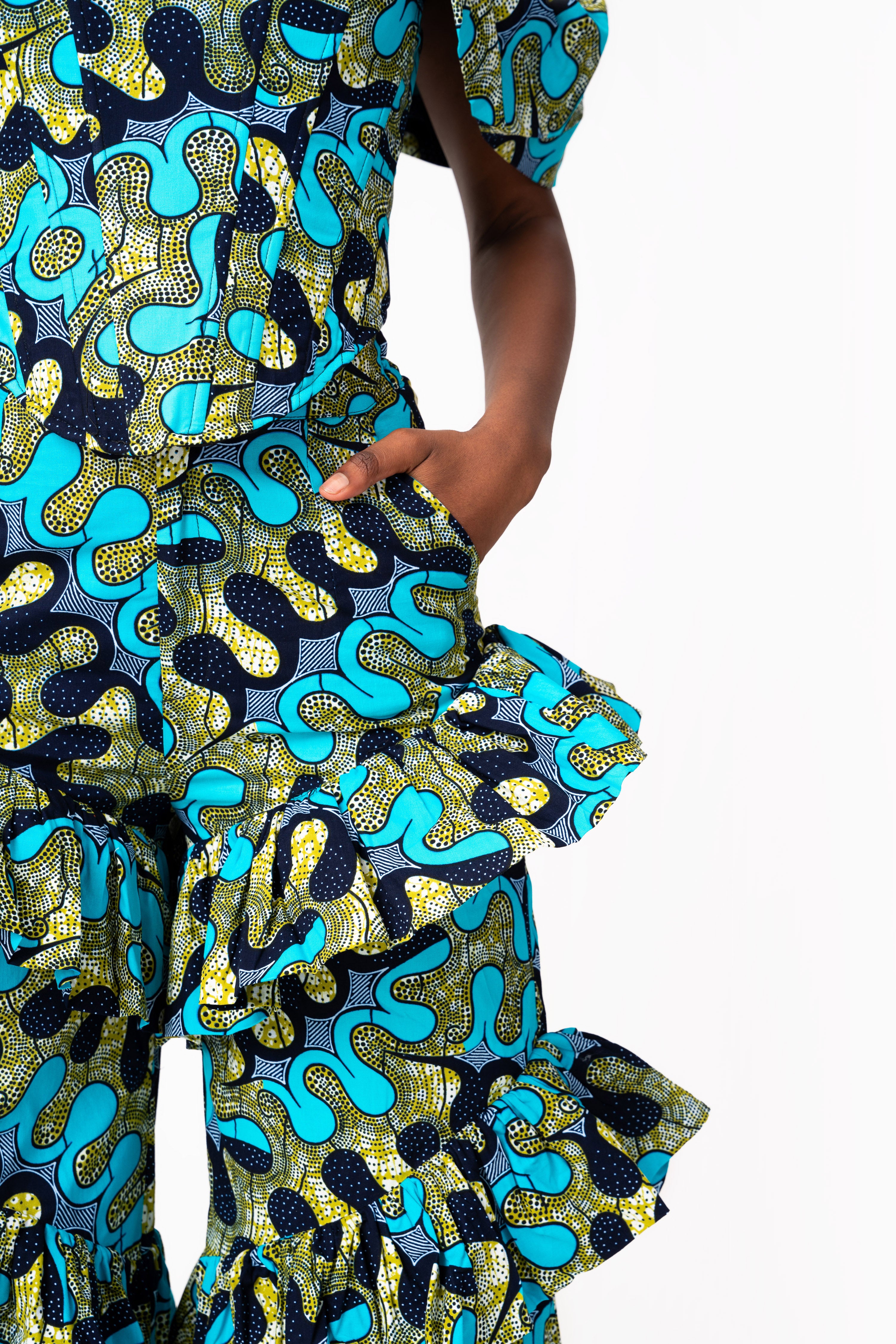 BADE African Print Ruffle high waist trousers (3 LENGTH)