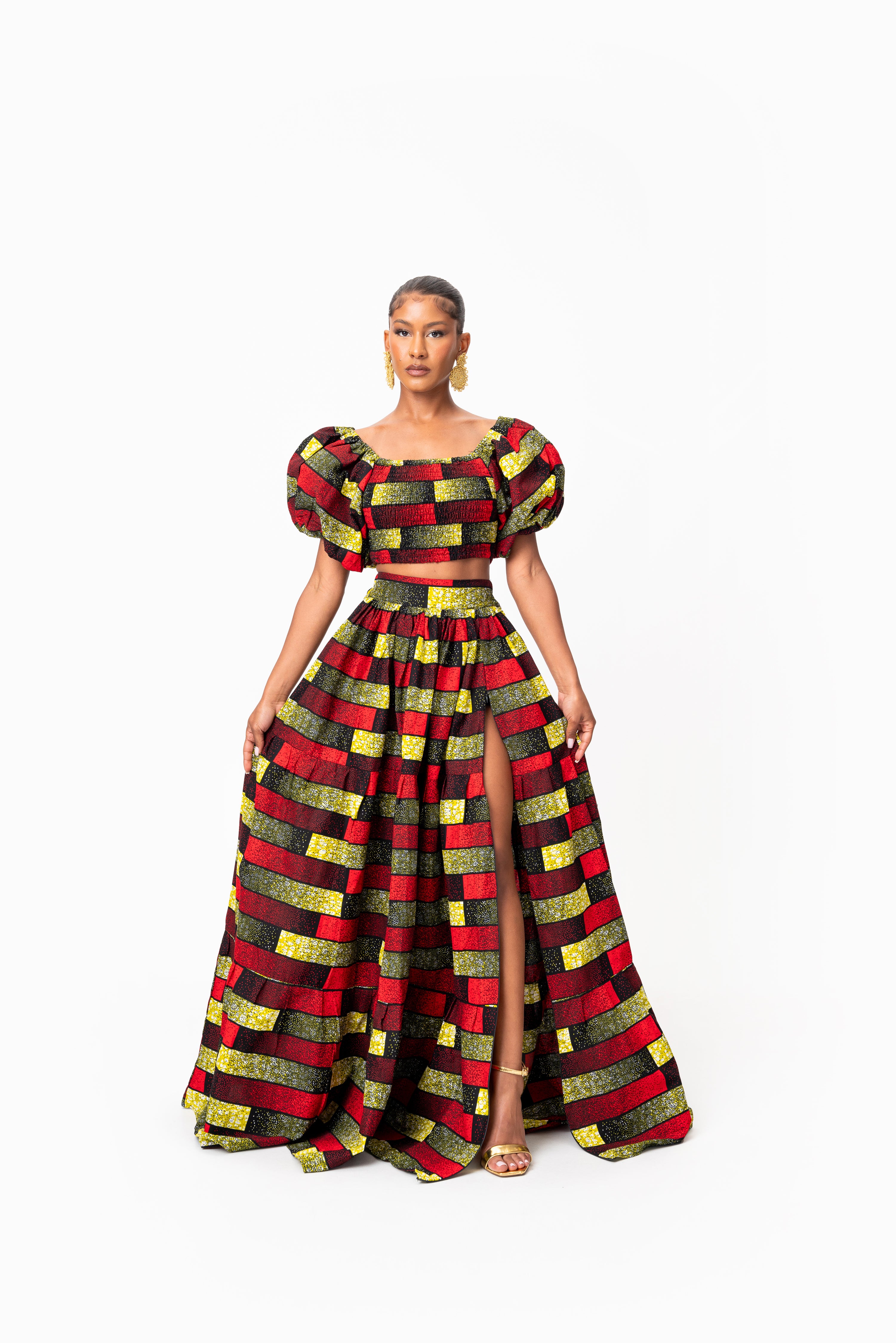 NAYA Tiered African Print Maxi Skirt