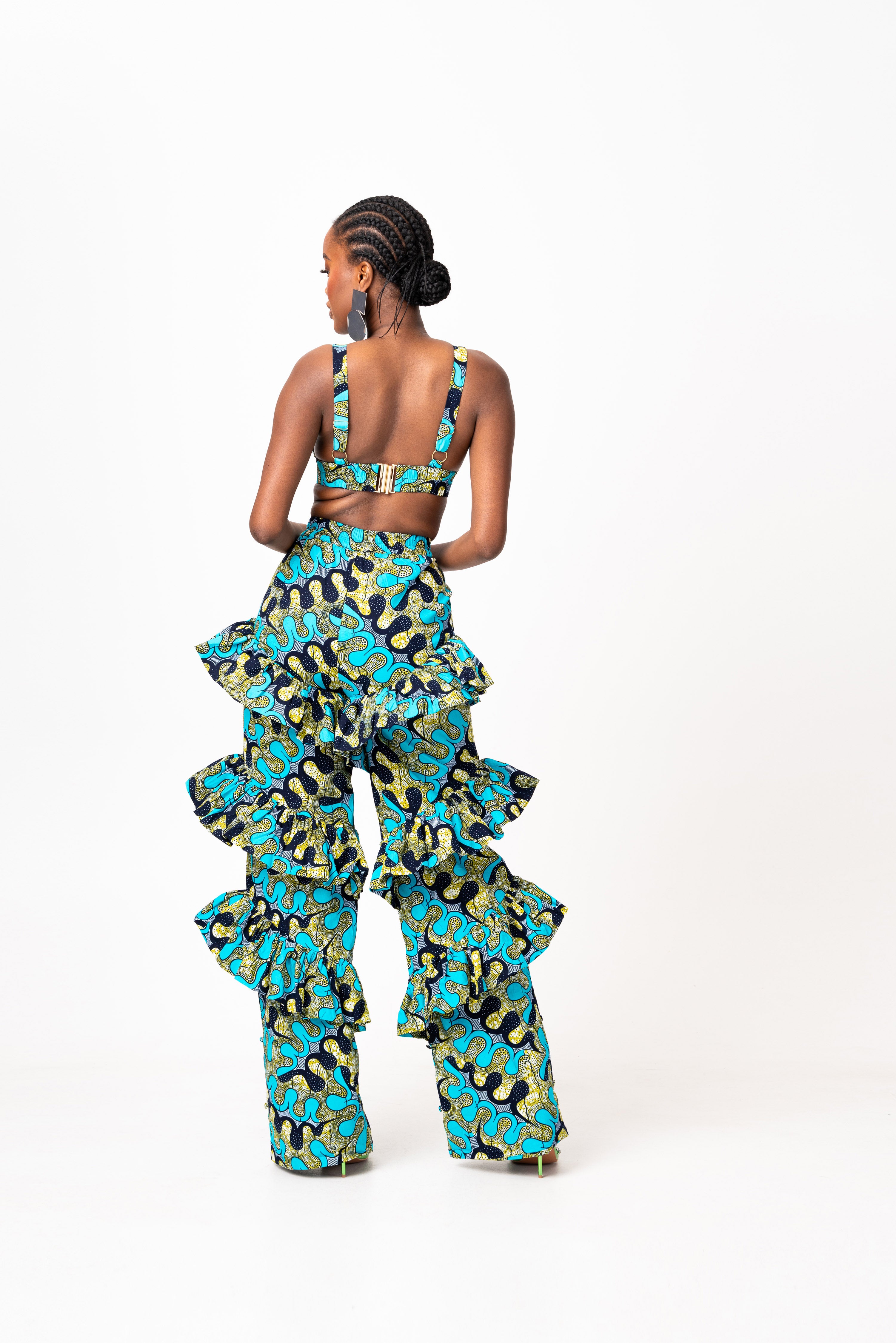 BADE African Print Ruffle high waist trousers (3 LENGTH)