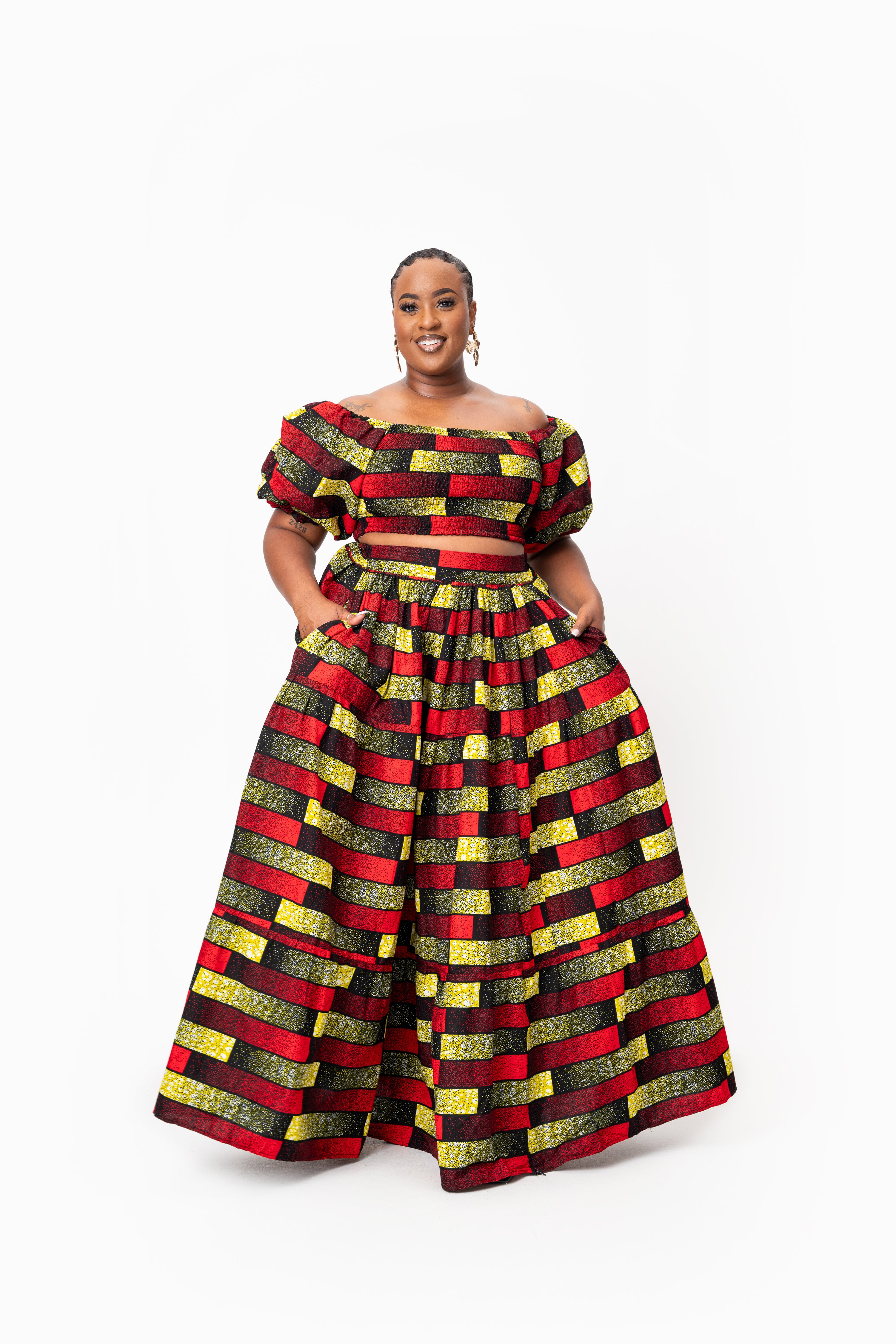 NAYA Tiered African Print Maxi Skirt