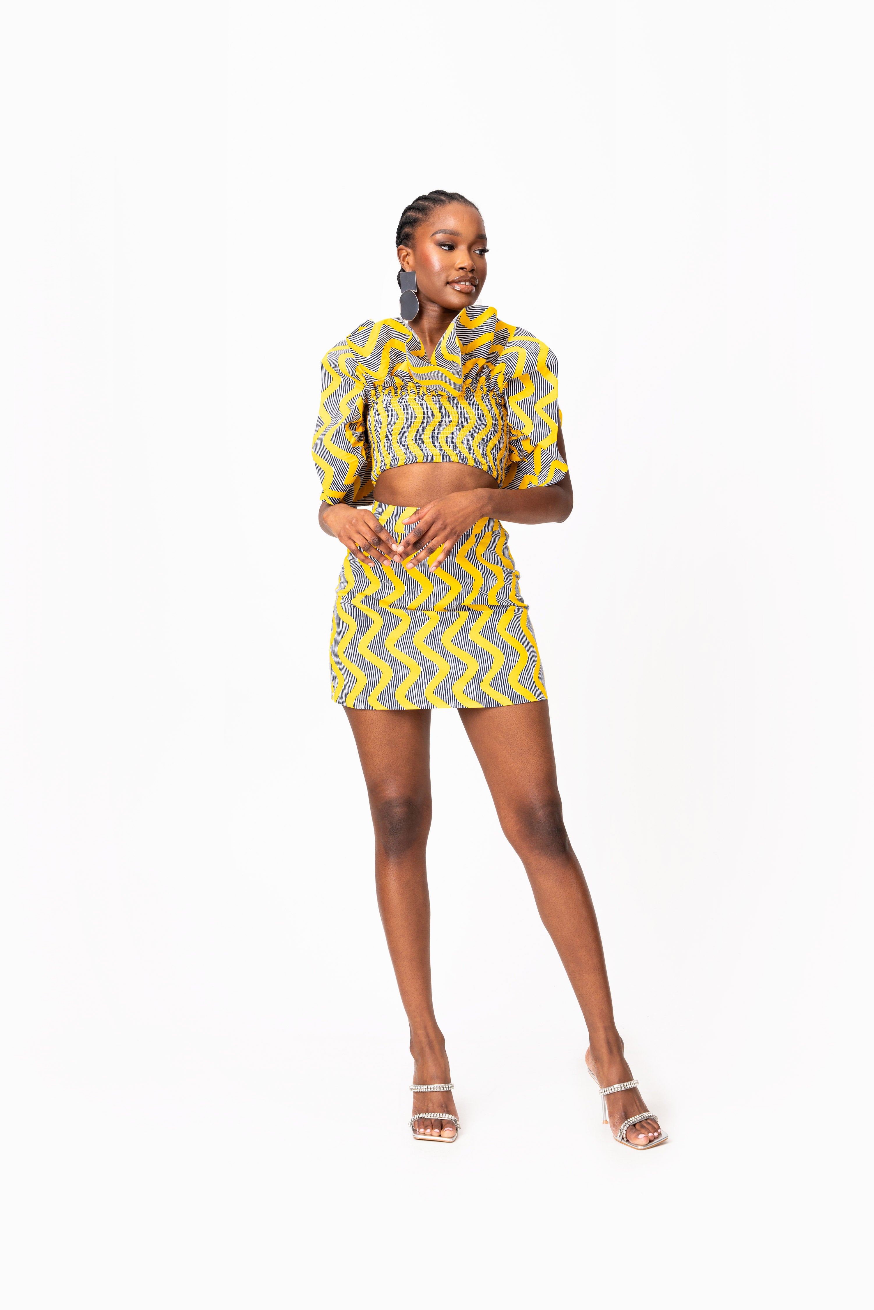 LILY African Print Ruffle Crop Top