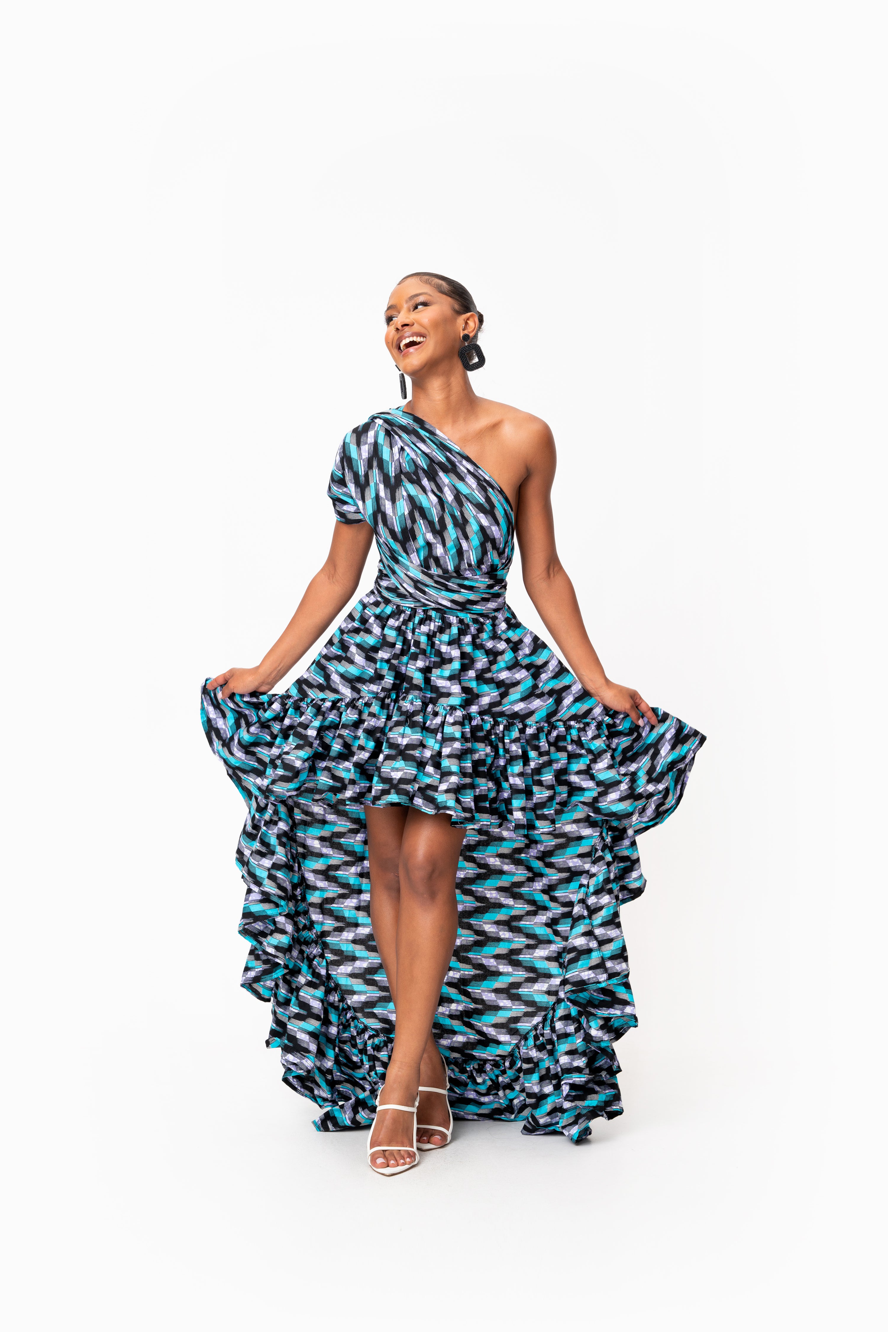 LINA African Print Hi-low Infinity Dress