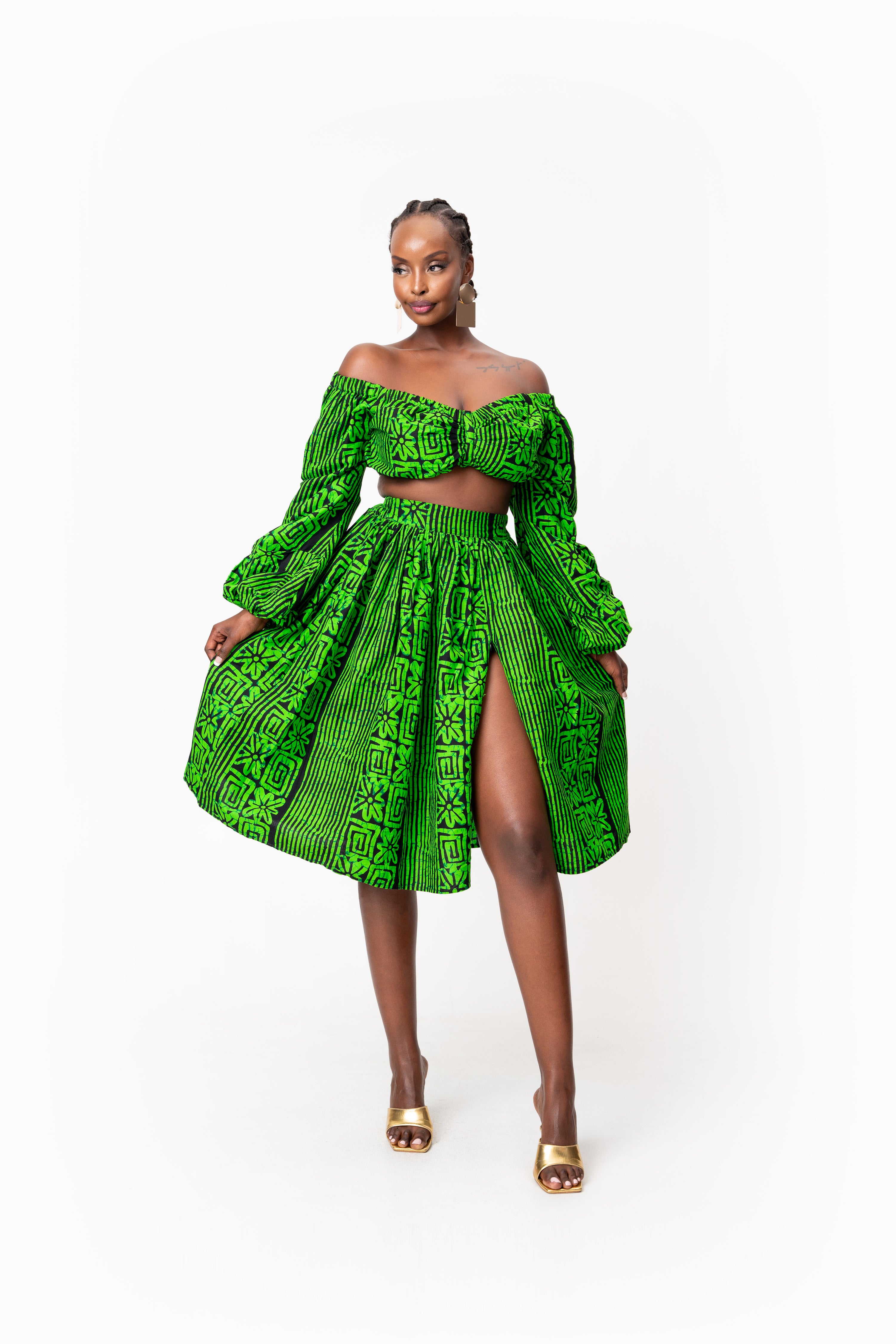 MAALI African Print Midi Skirt