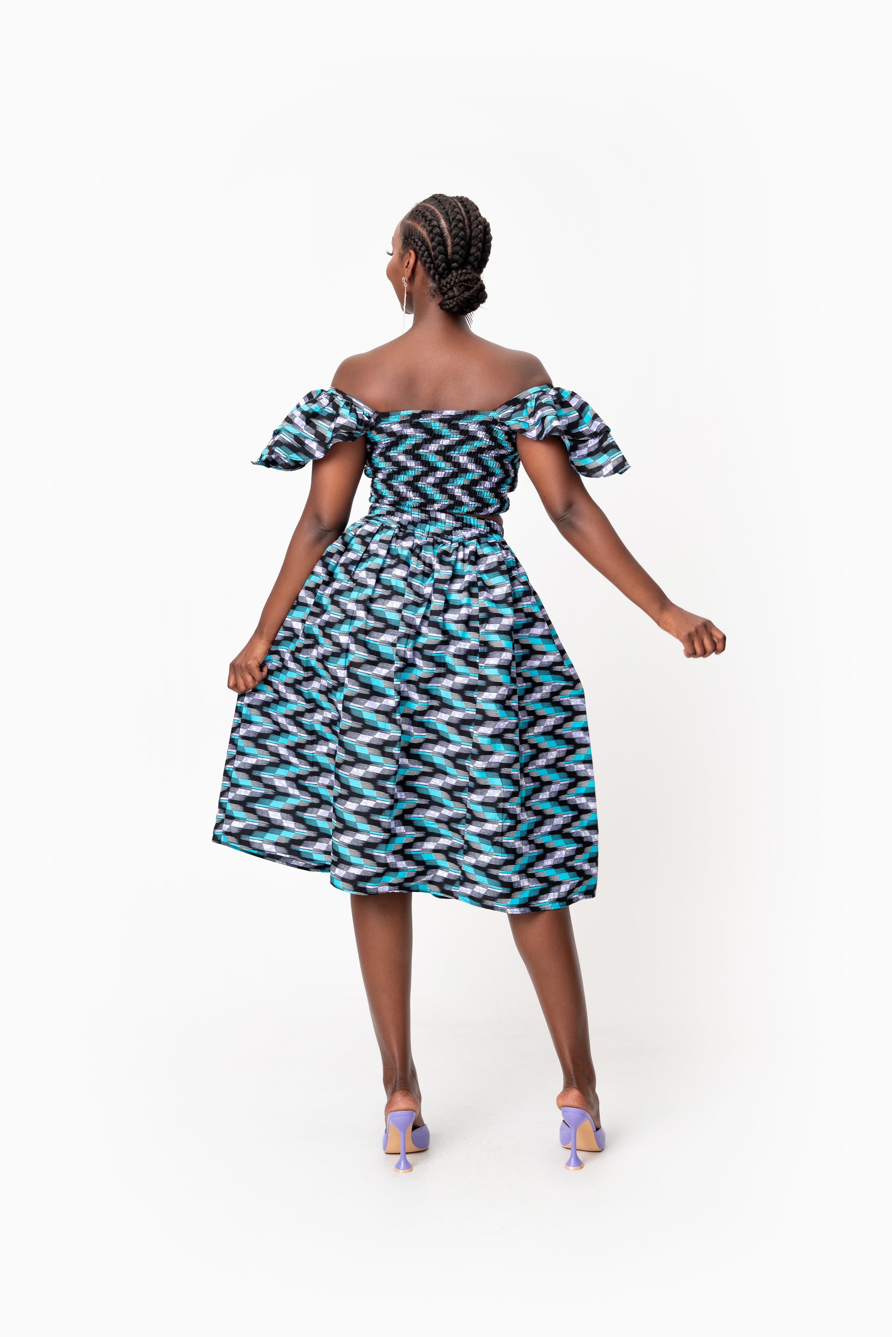 LINA African Print Midi Skirt